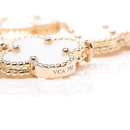 Van Cleef & Arpels 18K Yellow Gold Mother of Pearl 5 Motifs Vintage Alhambra Bracelet 6 of 6