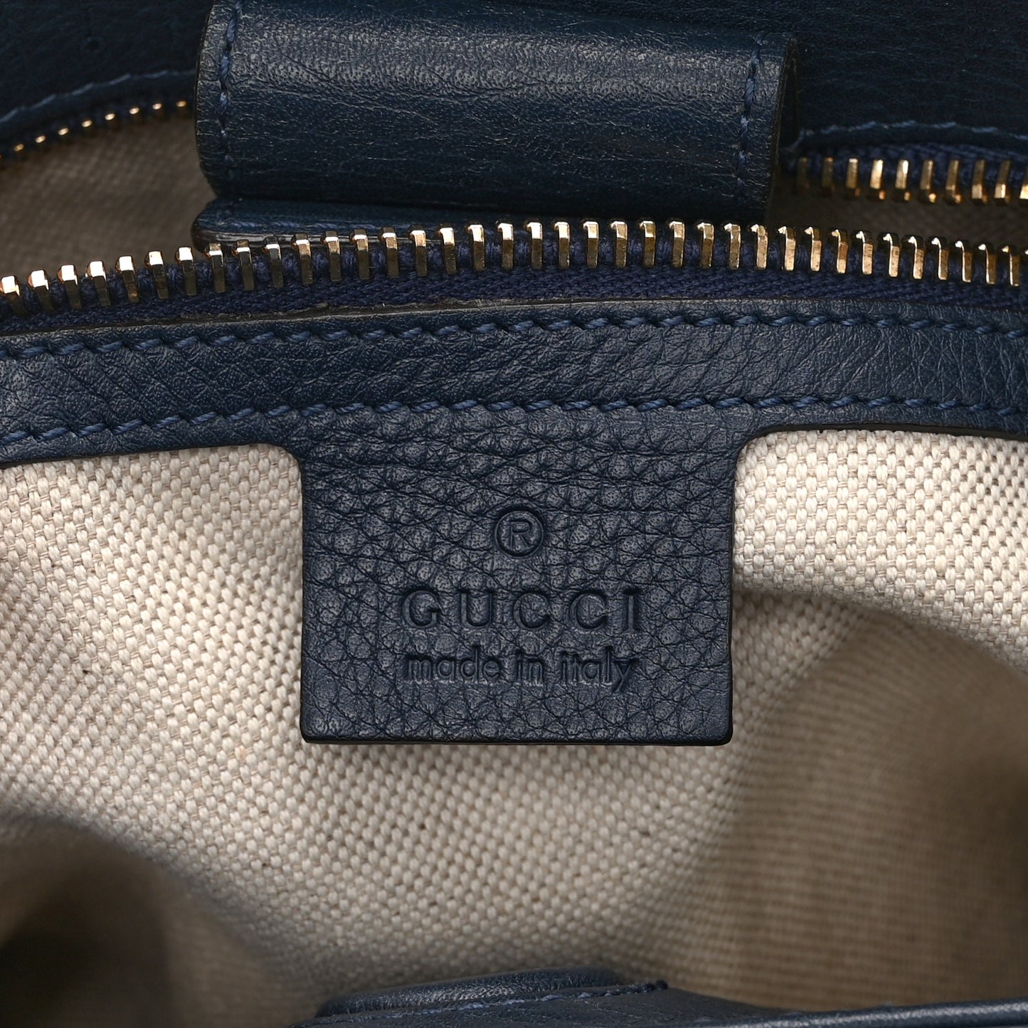 Calfskin Small Bamboo Shopper Tote Navy