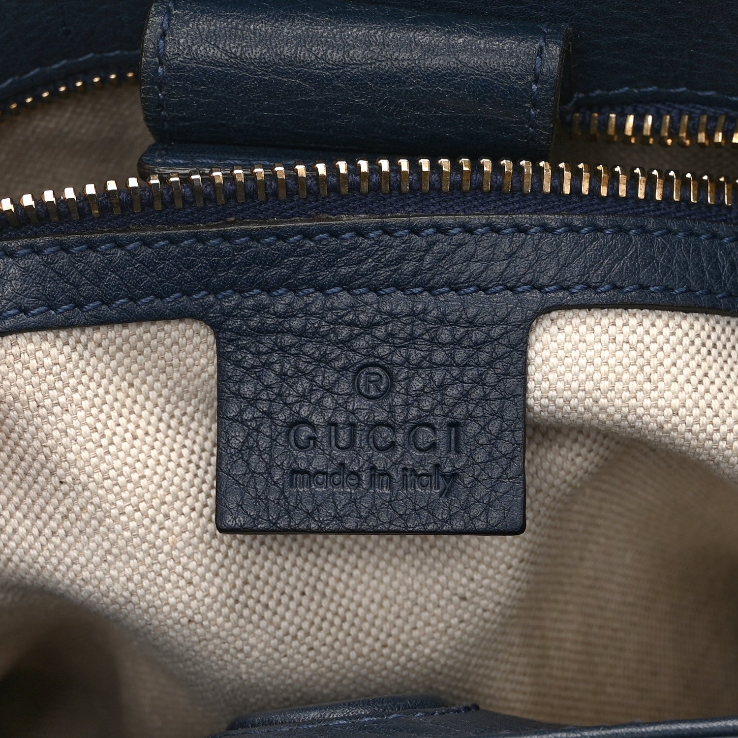 Gucci Calfskin Small Bamboo Shopper Tote Navy 6 of 11