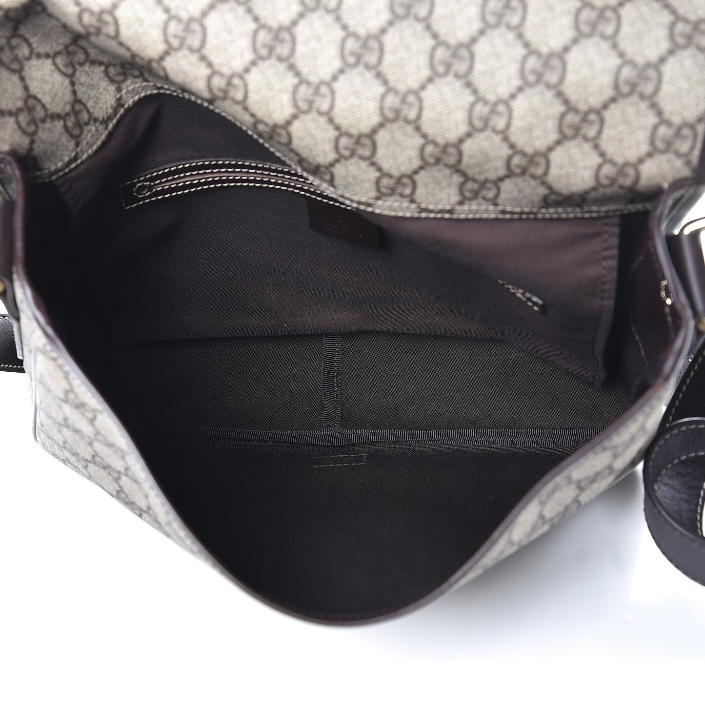 GG Plus Monogram Web Medium Flap Messenger Beige Dark Brown