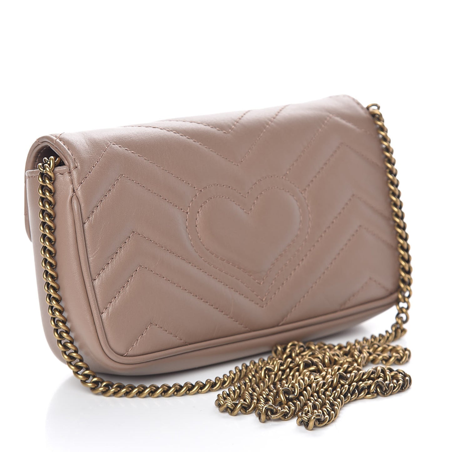 Calfskin Matelasse Super Mini GG Marmont Shoulder Bag Porcelain Rose