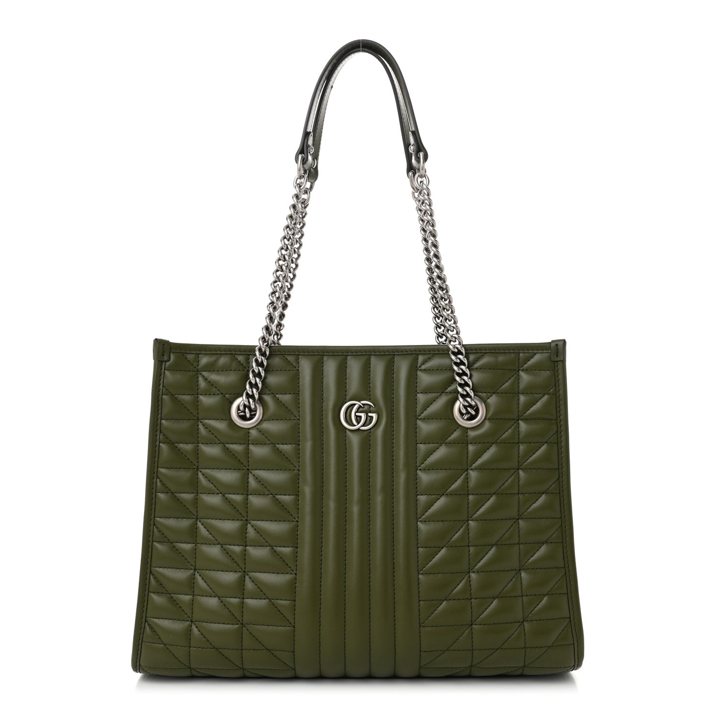 Calfskin Matelasse Aria Medium GG Marmont Shoulder Tote Military Wood