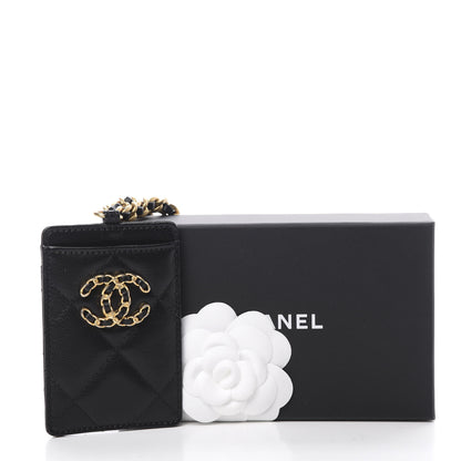 Chanel Goatskin Quilted 19 Card Holder On Chain Black 7 of 7