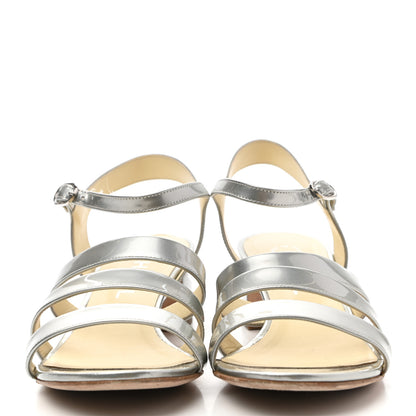 Chanel Metallic Patent Calfskin Sandals 39.5 Silver 2 of 13