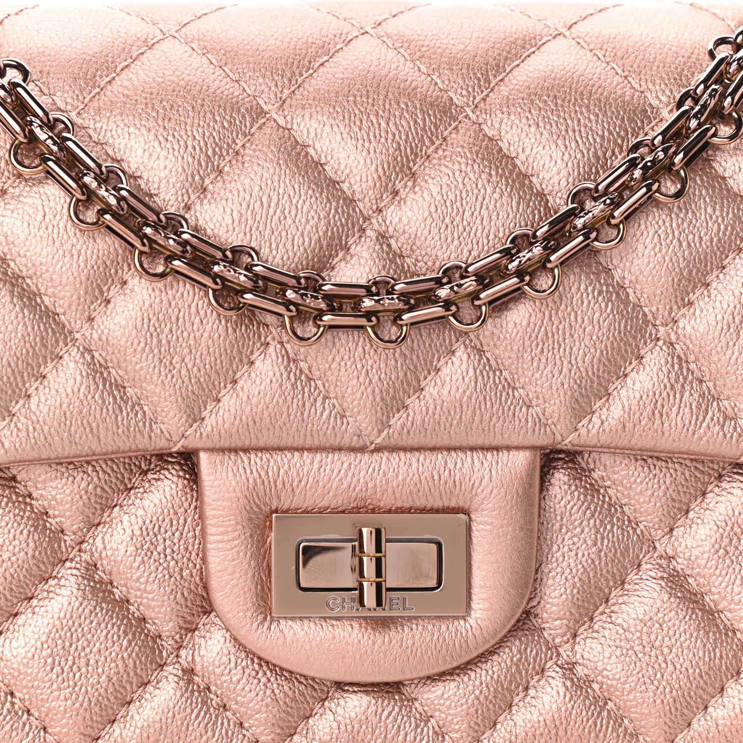 Chanel Metallic Grained Calfskin Quilted 2.55 Reissue Mini Flap Copper Pink 8 of 10