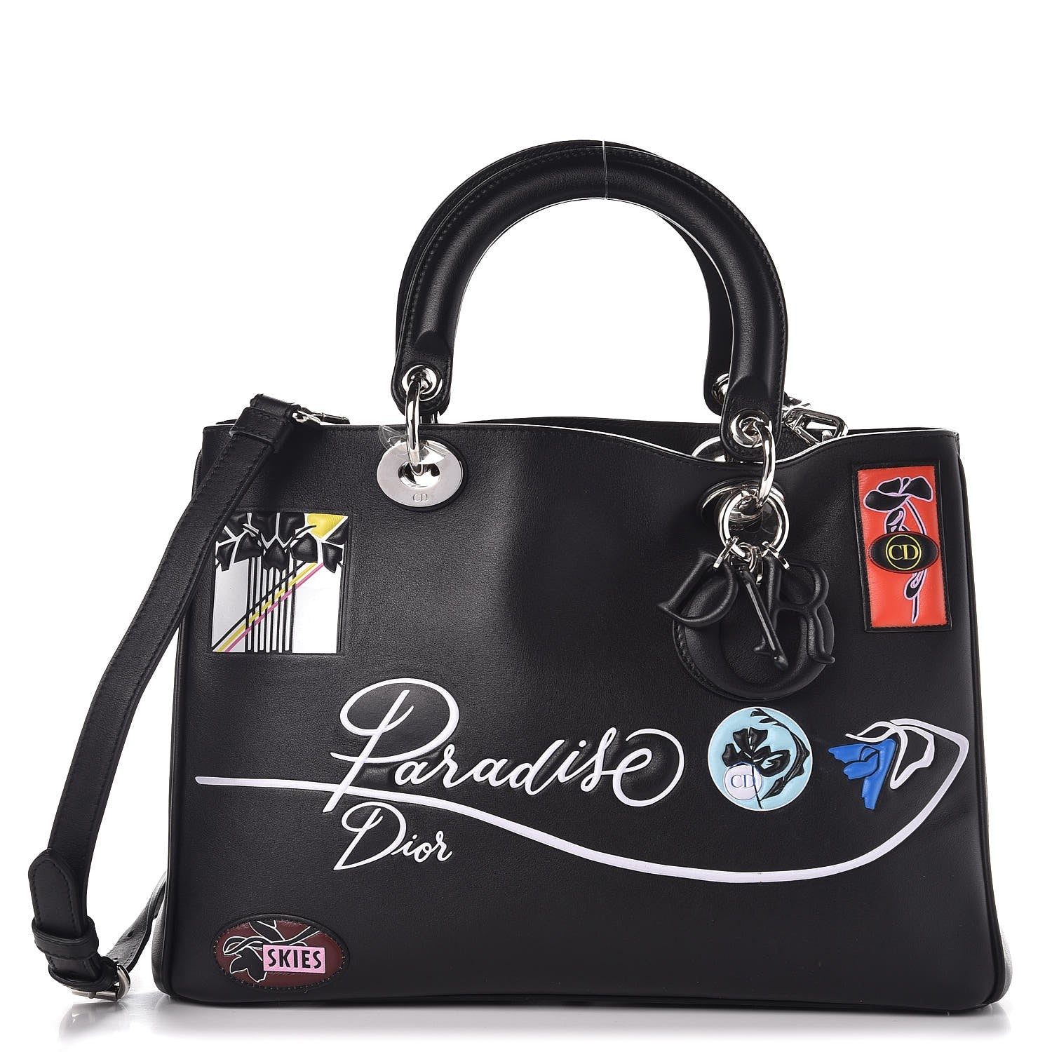 Christian Dior Calfskin Paradise Medium Diorissimo Tote Black