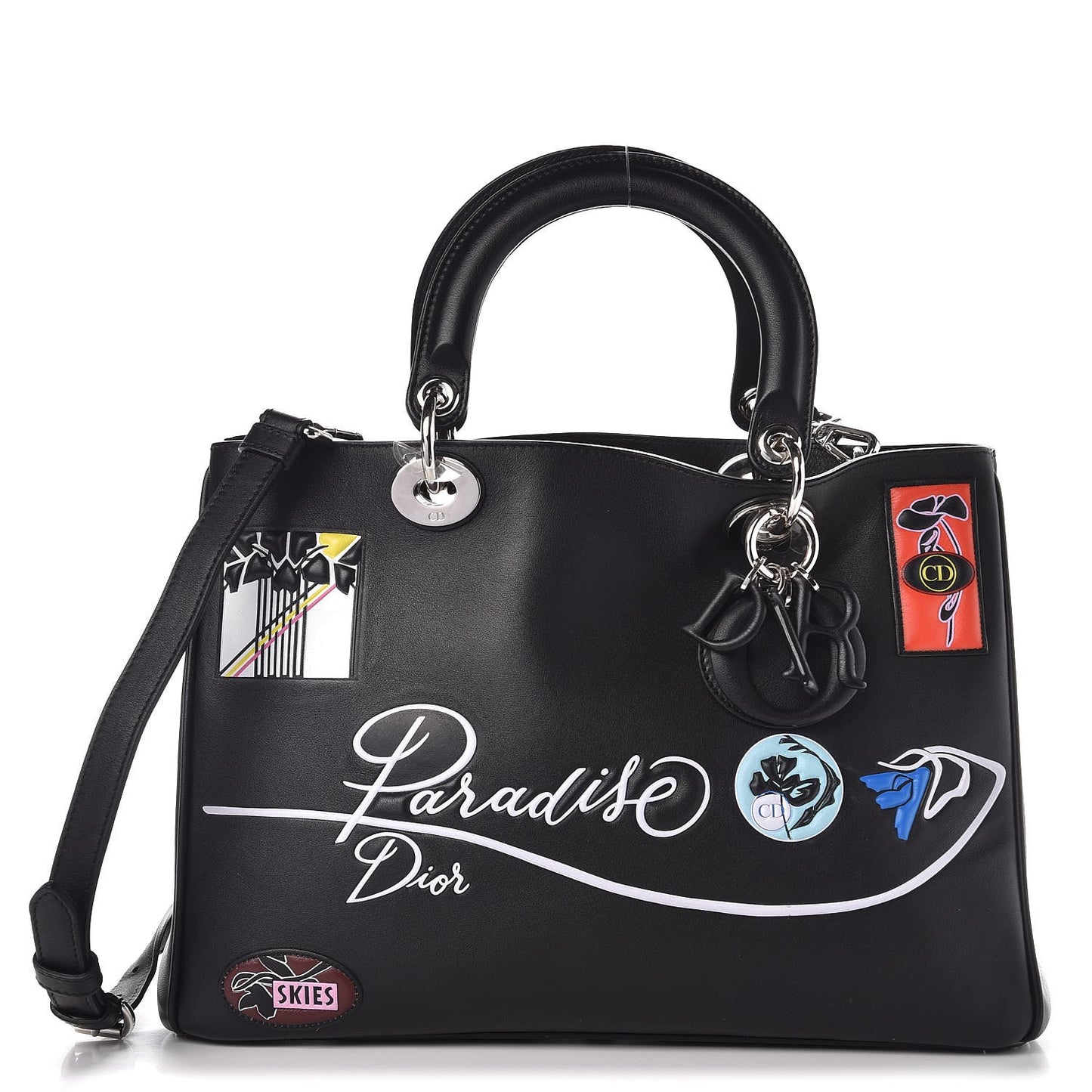 Calfskin Paradise Medium Diorissimo Tote Black