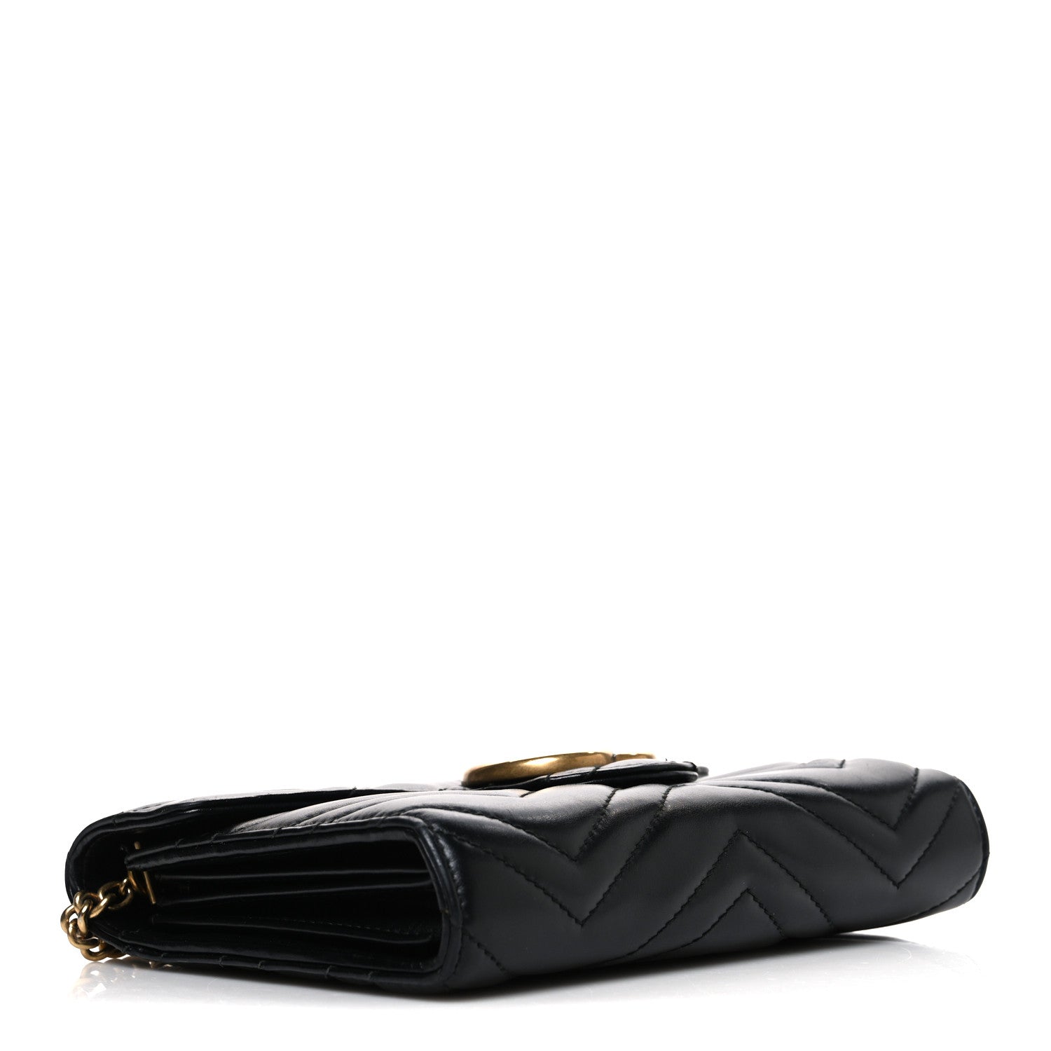 Gucci Calfskin Matelasse GG Marmont Chain Wallet Black 4 of 12