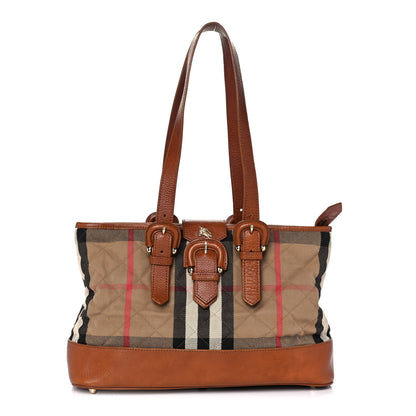 Burberry Canvas Quilted Nova Check Tote Brown 1 of 16