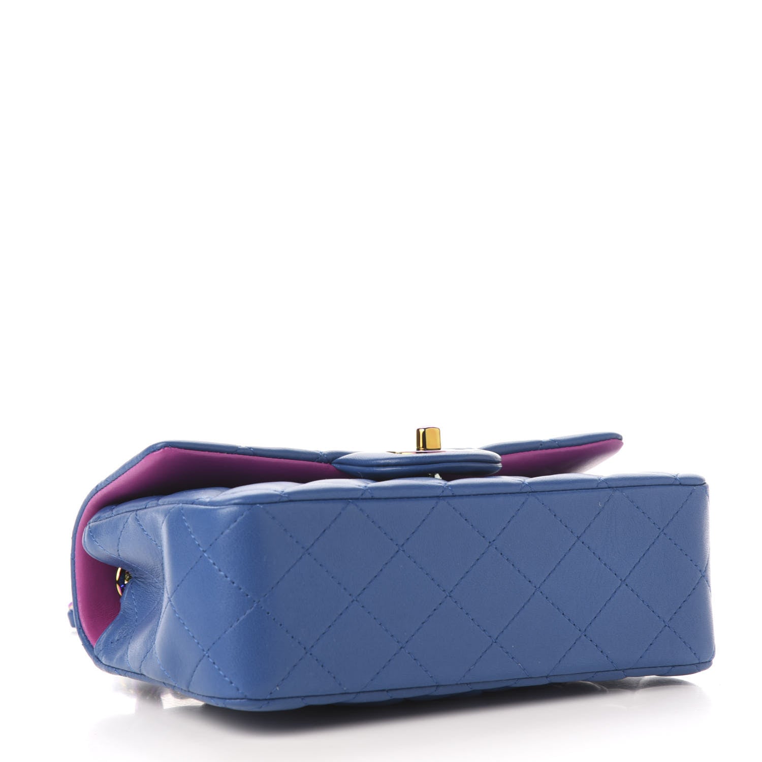Chanel Lambskin Quilted Mini Rectangular Flap Blue Purple 4 of 12