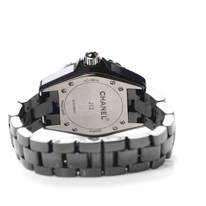 Chanel Stainless Steel Ceramic Diamond Dial 33mm J12 Quartz Watch Black 4 of 6