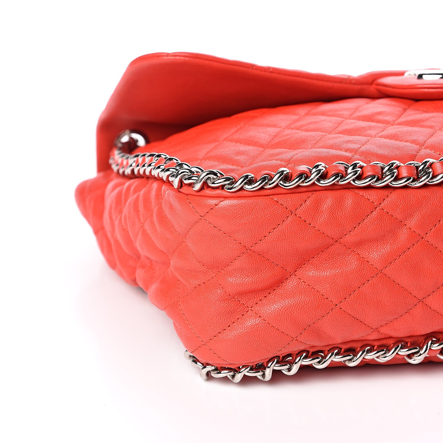 Chanel Washed Lambskin Quilted Maxi Chain Around Flap Red 9 of 11