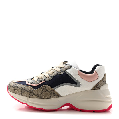 Gucci GG Supreme Monogram Mix Monogram Womens Rhyton Sneakers 36 London Blue Beige Pale Pink 1 of 7