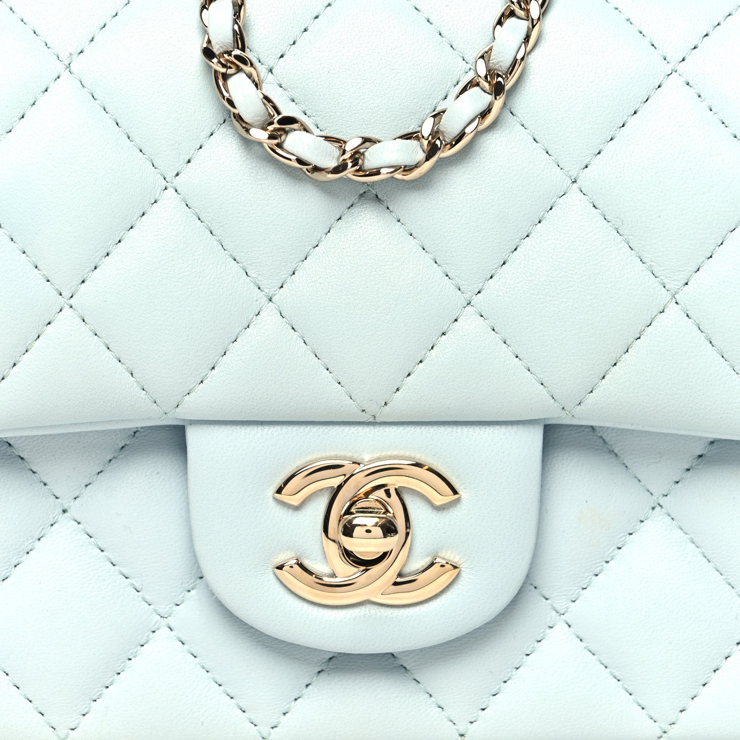 Chanel Lambskin Quilted Mini Top Handle Rectangular Flap Light Blue 8 of 11