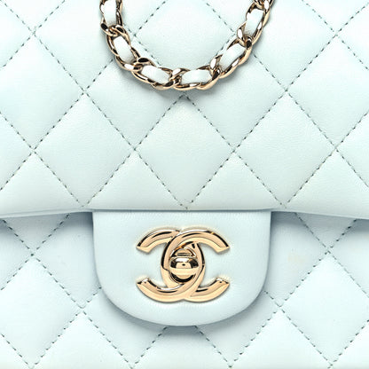 Chanel Lambskin Quilted Mini Top Handle Rectangular Flap Light Blue 8 of 11