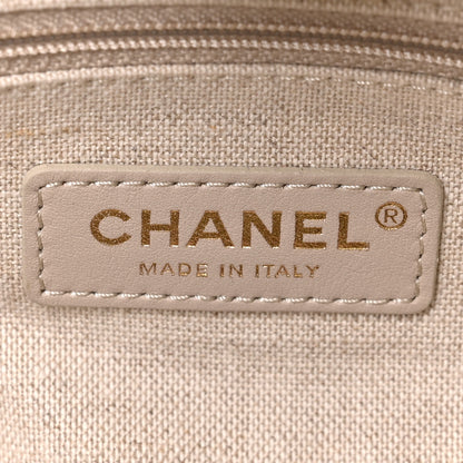 Chanel Mixed Fibers Calfskin Small Deauville Tote Beige White 7 of 11