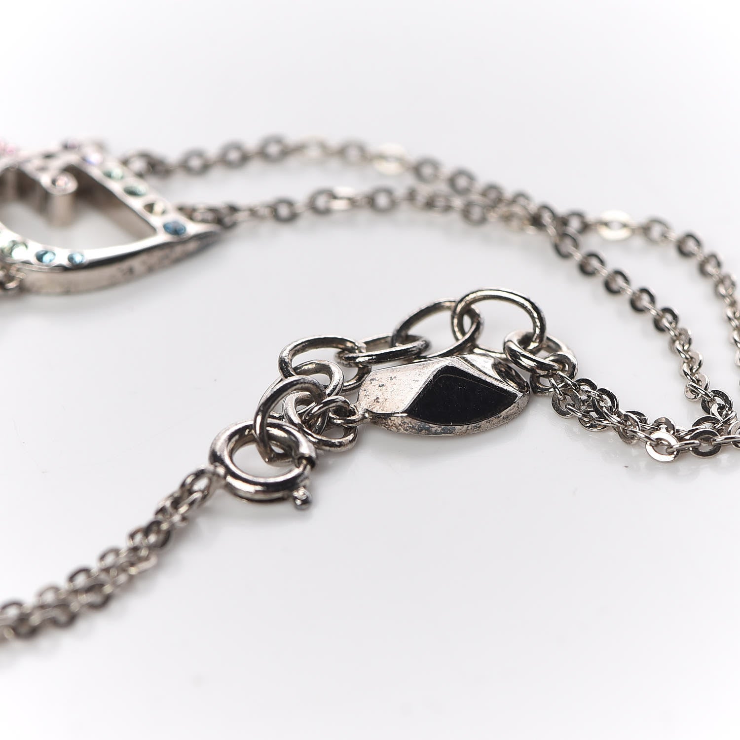 Christian Dior Crystal Logo Bracelet Silver Multicolor 4 of 5