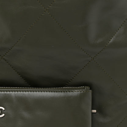 Chanel Shiny Calfskin Quilted Small Chanel 22 Khaki 10 of 13