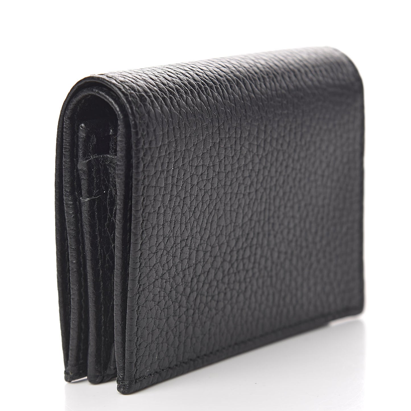 Pebbled Calfskin GG Marmont Card Case Black