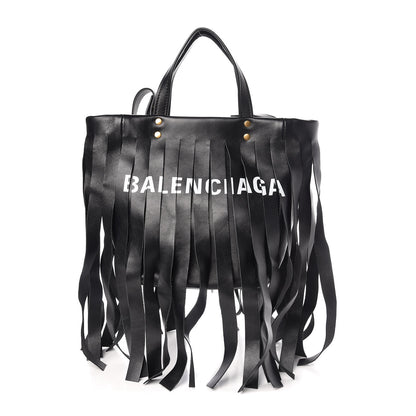 Balenciaga Calfskin XS Fringe Laundry Cabas Black 1 of 7