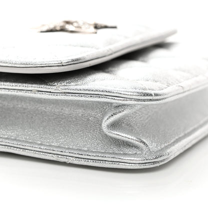 Chanel Metallic Goatskin Quilted Star Flap Waist Belt Bag Silver 10 of 12
