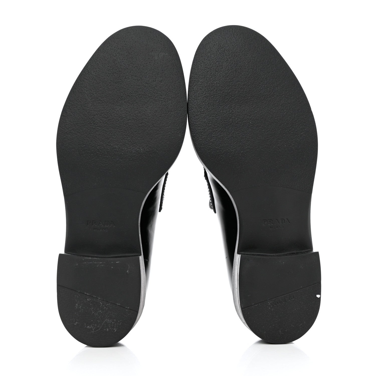 Prada Spazzolato Metal Triangle Logo 50mm Loafers 37 Black 5 of 8