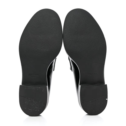 Prada Spazzolato Metal Triangle Logo 50mm Loafers 37 Black 5 of 8