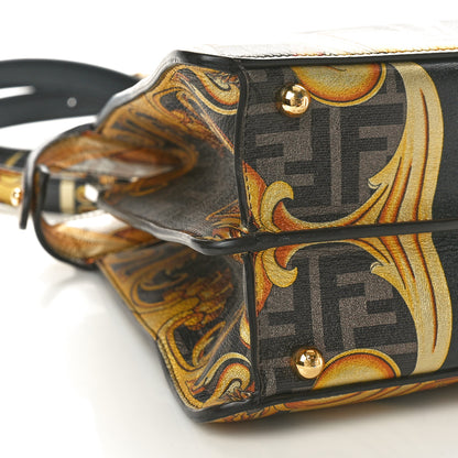 Fendi X VERSACE Vitello Seta Nappa Fendace FF Baroque Medium Peekaboo I SEE U Satchel Tobacco Black Gold 9 of 11
