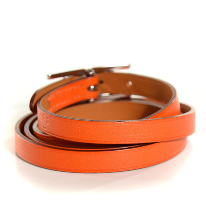 Hermes Swift Hapi 3MM Triple Tour Wrap Bracelet Small Orange 3 of 8