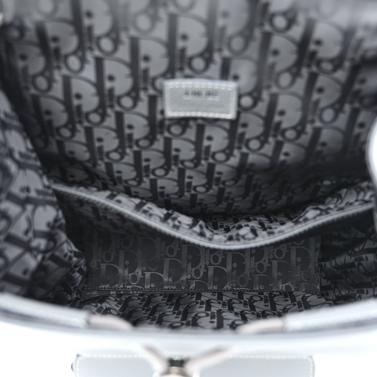Christian Dior Grained Calfskin Saddle Drawstring Backpack Deep Grey 5 of 10
