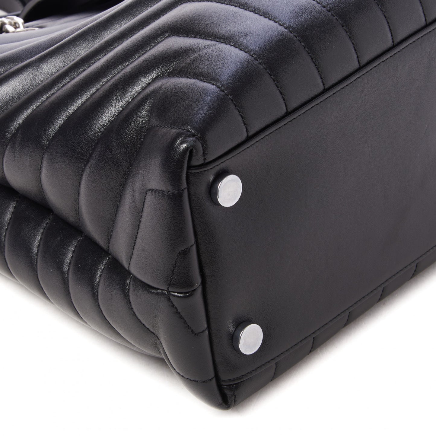 Calfskin Y Quilted Monogram Large Loulou Shopper Black