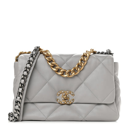 Chanel Lambskin Quilted Large Chanel 19 Flap Grey 1 of 9
