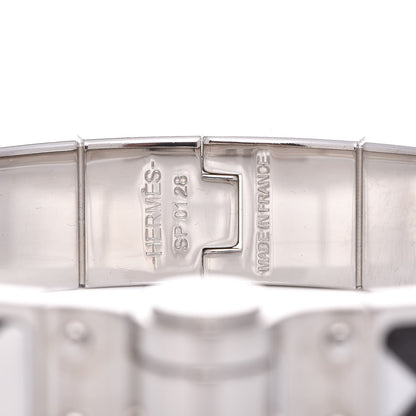 Hermes Enamel Printed Narrow Washington's Carriage Tattoo Hinged Bracelet S Faux Gris 4 of 5