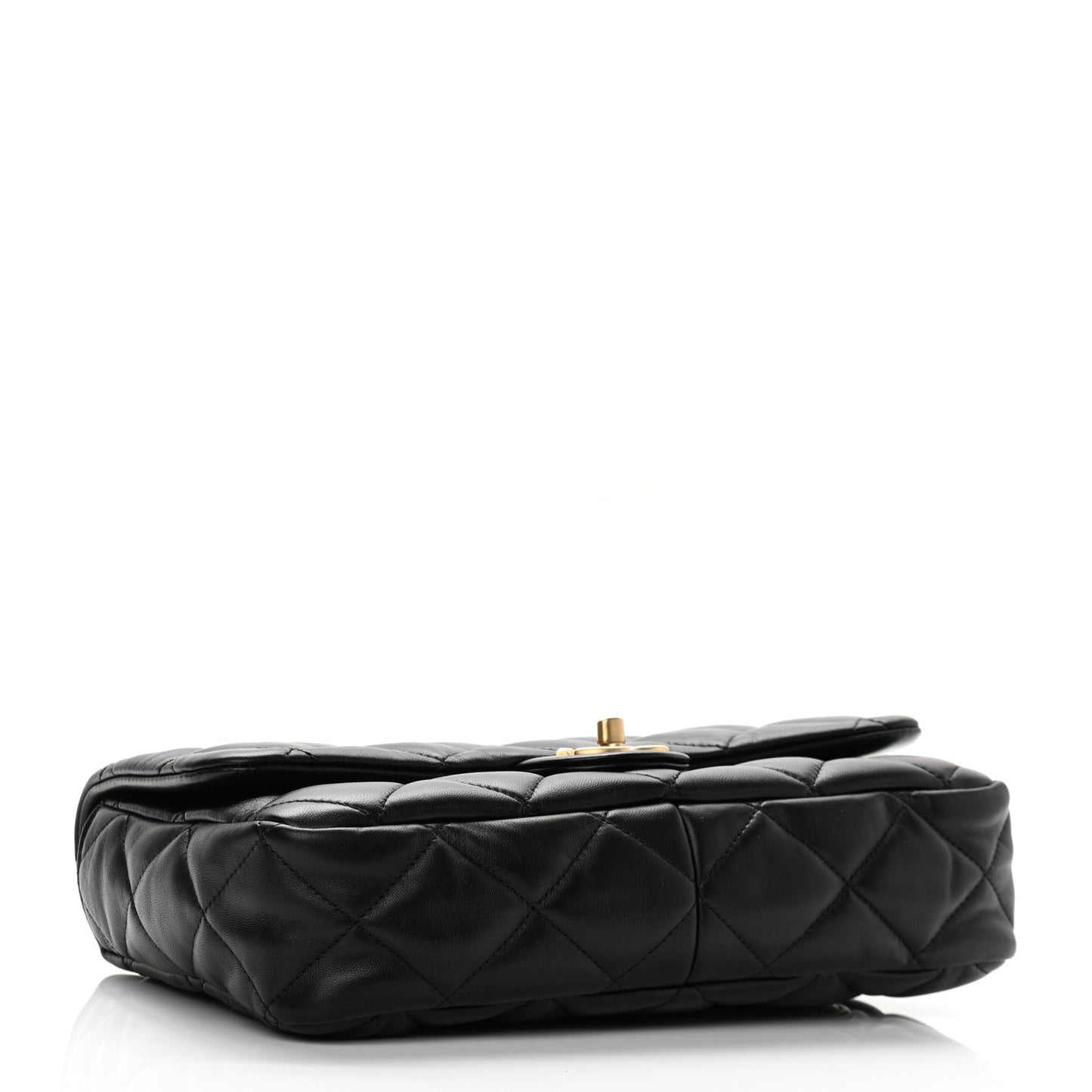 Lambskin Quilted Large CC Funky Town Flap Black