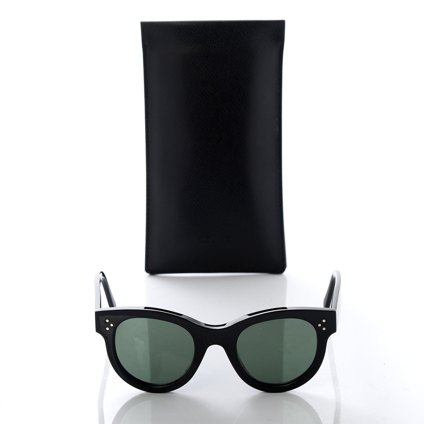 Acetate Studded Mineral Round Sunglasses CL40031 Black