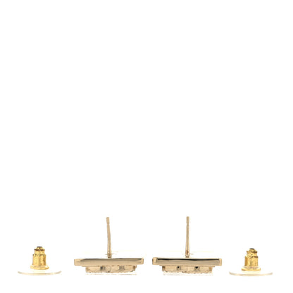 Chanel Metal Crystal Square CC Earrings Gold 3 of 4