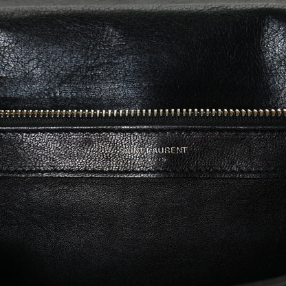 Saint Laurent Sheepskin Matelasse Chevron Monogram Large College Satchel Black 9 of 12