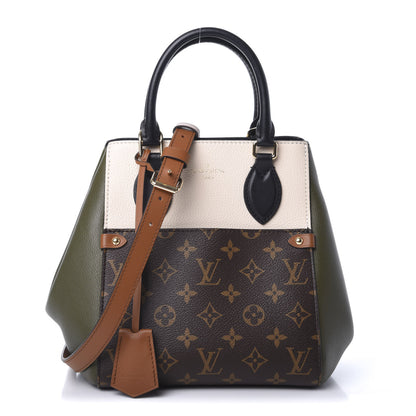 Louis Vuitton Calfskin Monogram Fold Tote MM Black Khaki Cream 1 of 17