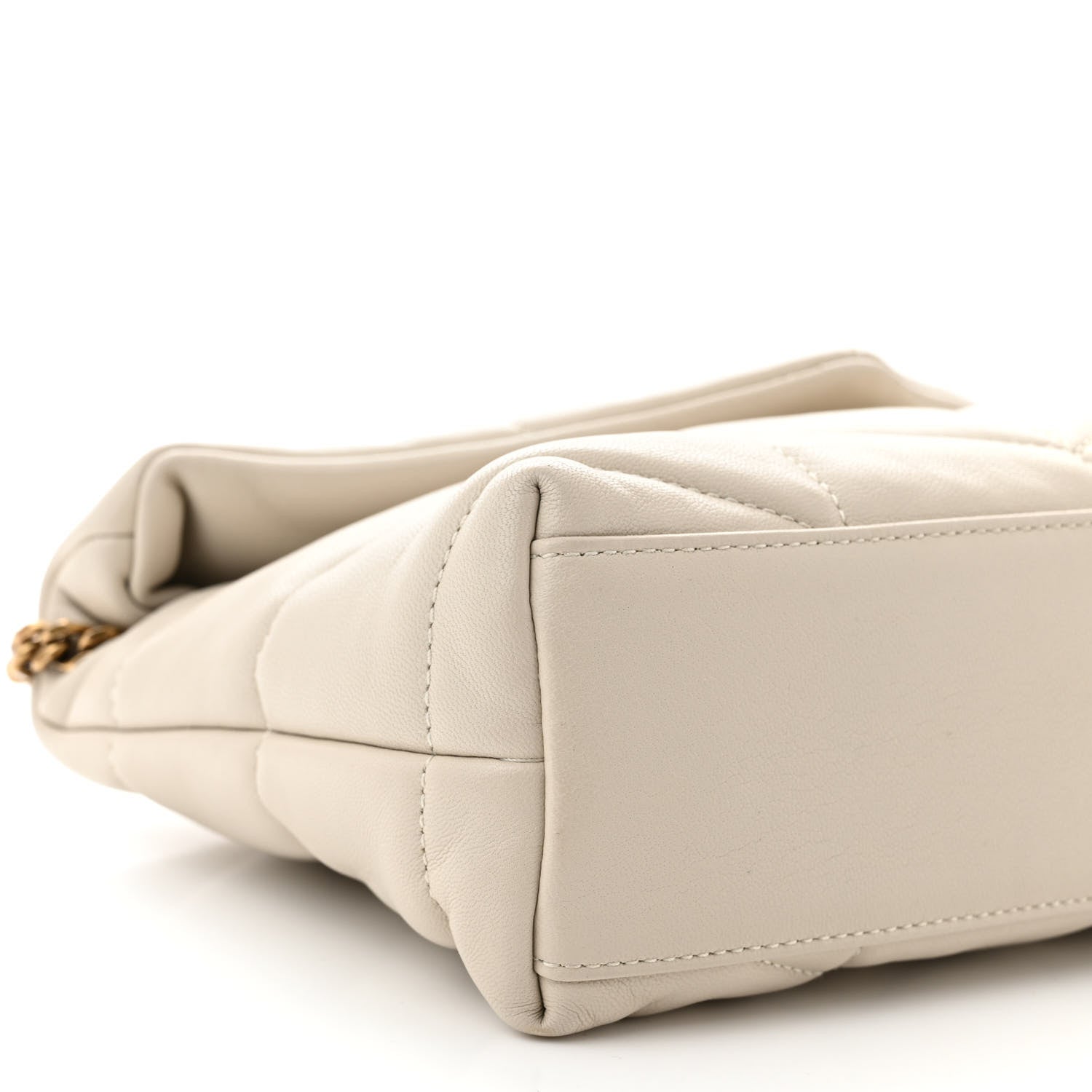 Saint Laurent Lambskin Quilted Toy Loulou Puffer Monogram Chain Satchel Blanc Vintage 9 of 12