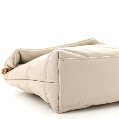 Saint Laurent Lambskin Quilted Toy Loulou Puffer Monogram Chain Satchel Blanc Vintage 9 of 12
