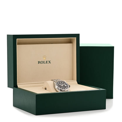 Rolex Stainless Steel 18K White Gold Diamond 36mm Oyster Perpetual Datejust Watch Black 126234 6 of 6