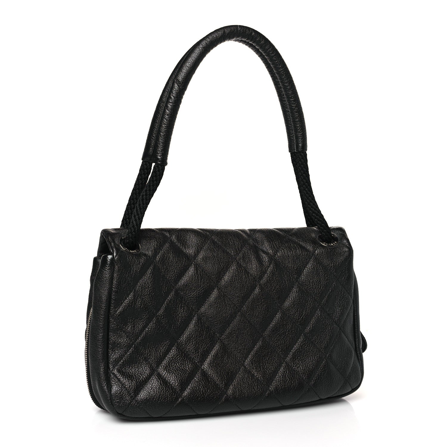 Chanel Calfskin Quilted Expandable Zip Flap Shoulder Bag Black 3 of 10