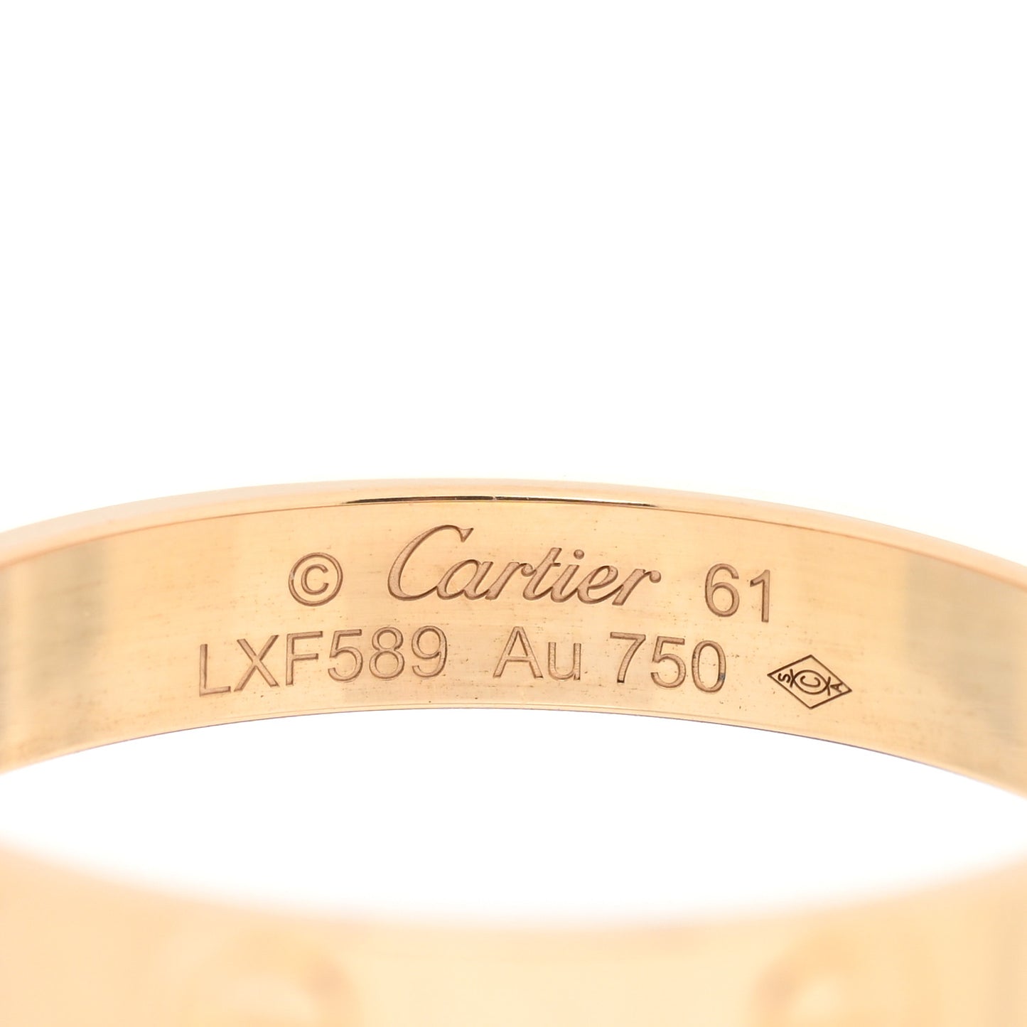 18K Yellow Gold 3.5mm LOVE Wedding Band Ring 61 9.5