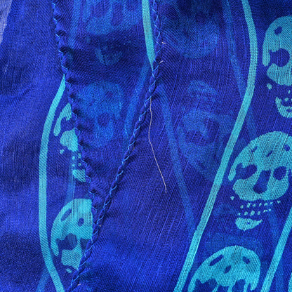 Alexander McQueen Silk Chiffon Skull Scarf Blue Turquoise 6 of 6
