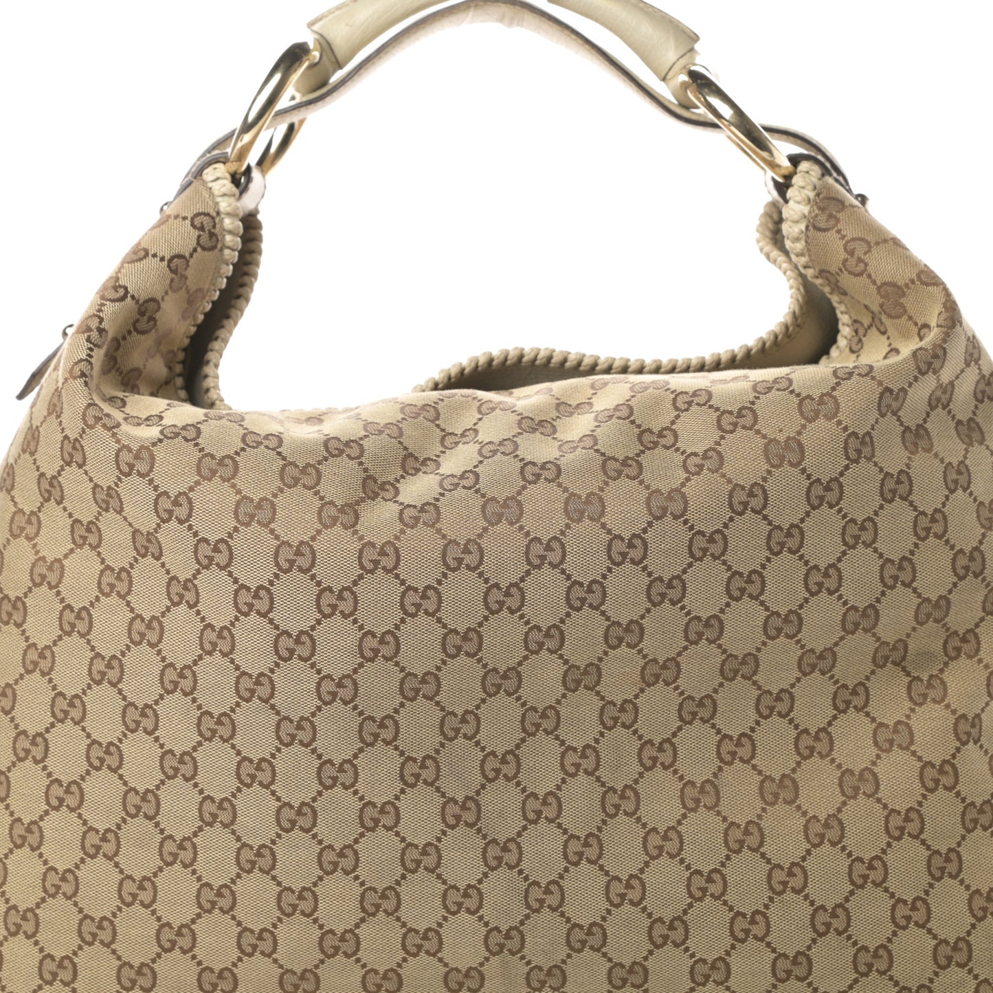 Monogram Large Horsebit Chain Hobo Off White