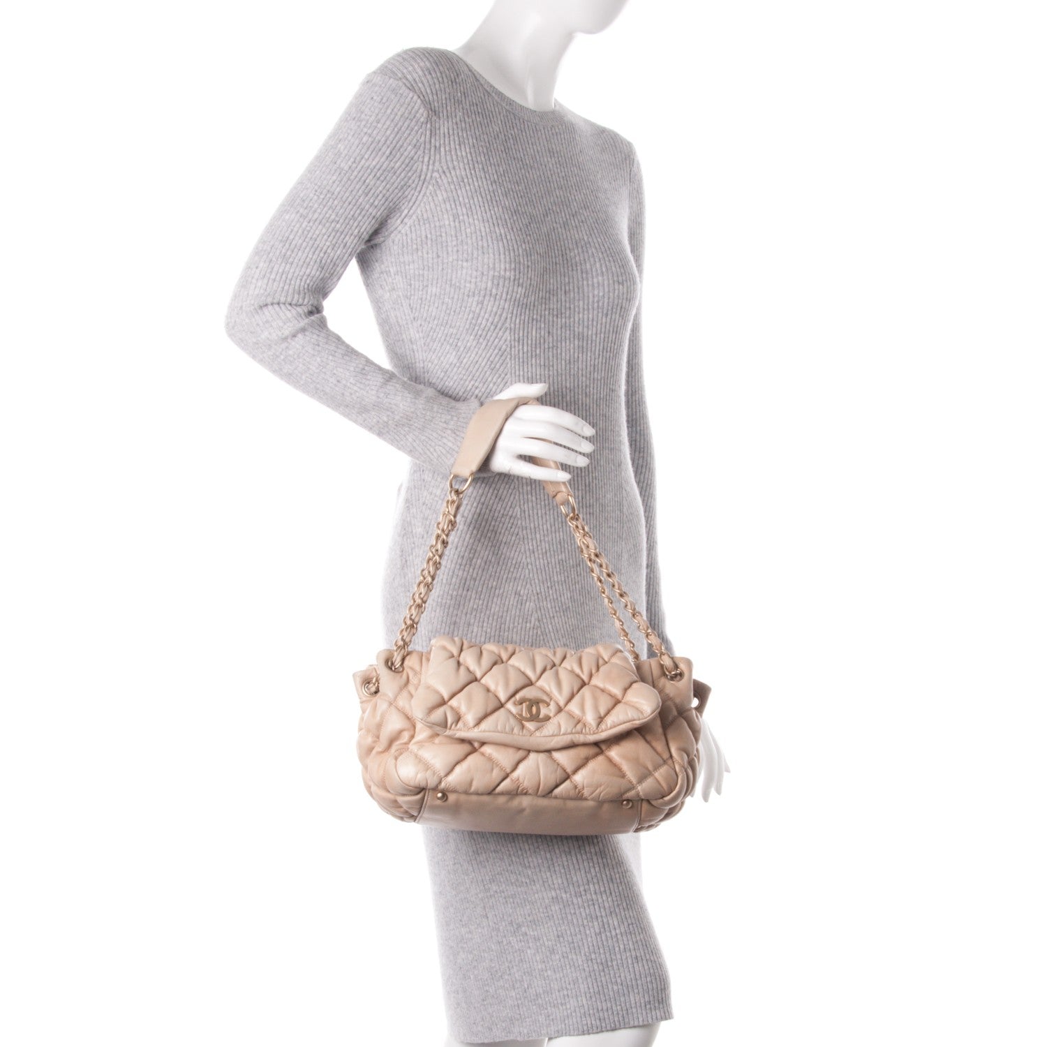 Chanel Lambskin Bubble Quilt Accordion Flap Beige 2 of 7