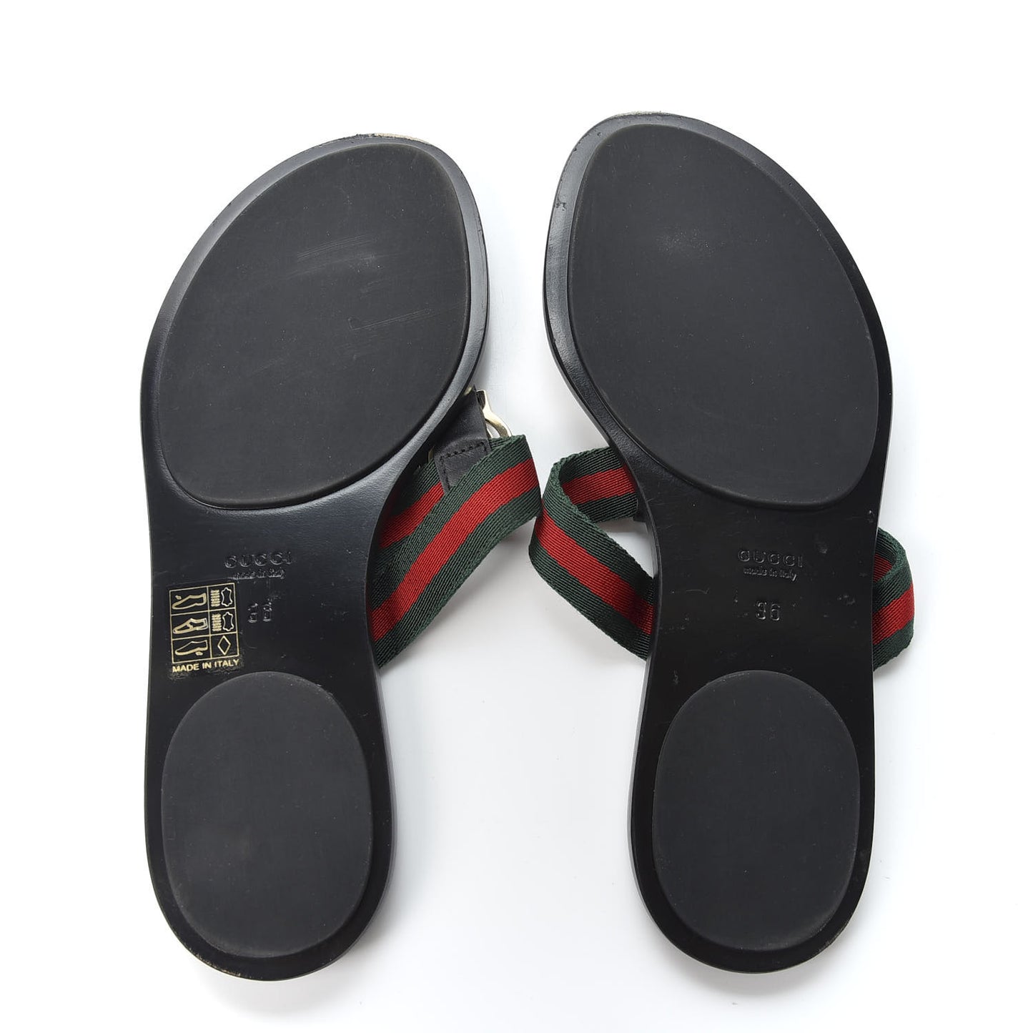 Nylon Guccissima Web Womens Thong Sandals 36 Green Red Black