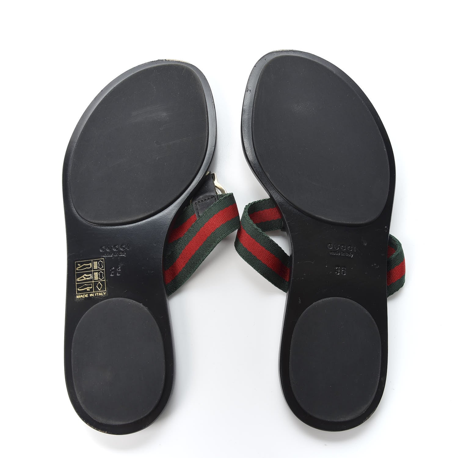 Gucci Nylon Guccissima Web Womens Thong Sandals 36 Green Red Black 5 of 8