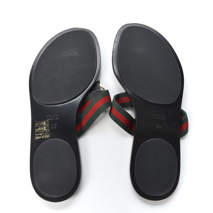 Gucci Nylon Guccissima Web Womens Thong Sandals 36 Green Red Black 5 of 8