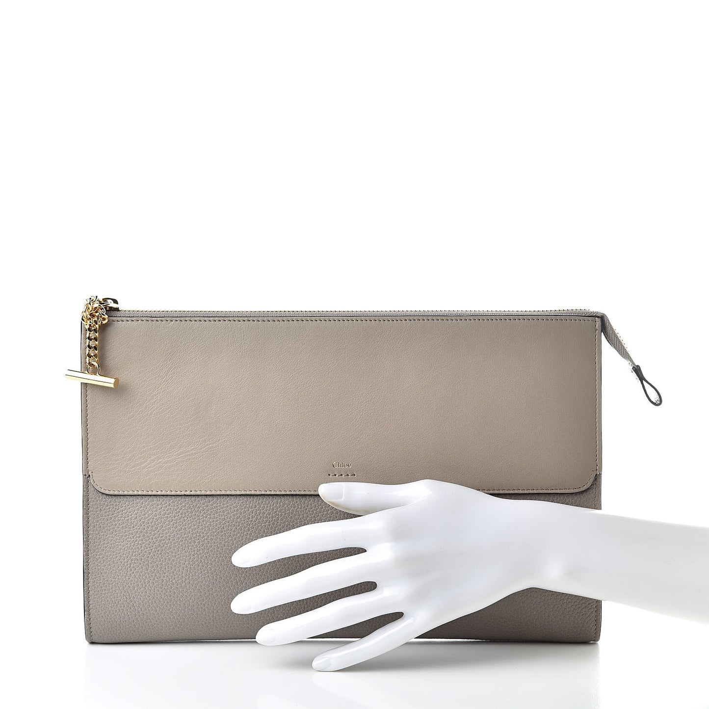 Grained Calfskin Joe Clutch Motty Grey